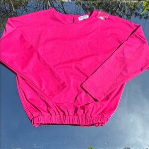 SWANK Hot Pink Long Sleeve Elastic Hem Sweatshirt
